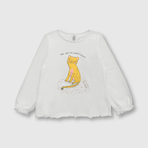 Polo de bebé niña cheetah blanco