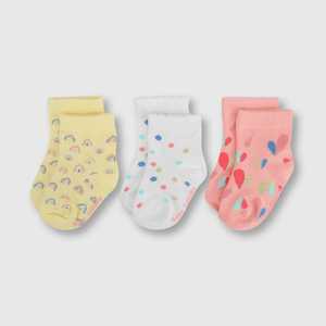 Medias deportivo de bebé niña 3 pack arcoiris blanco