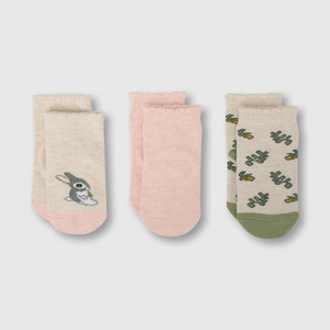 Medias deportivo de bebé niña 3 pack conejito rosado