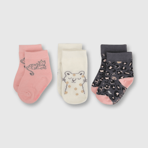 Medias deportivo de bebé niña 3 pack tigre rosado