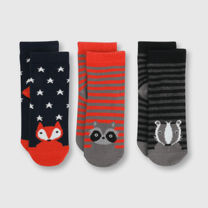 Medias deportivo de bebé niño 3 pack animales gris