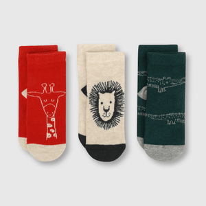 Medias deportivo de bebé niño 3 pack animales selva verde