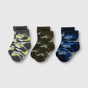 Medias deportivo de bebé niño 3 pack camuflado azul