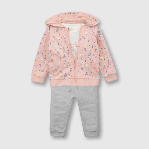 Conjunto de bebé niña polerón + body rosado