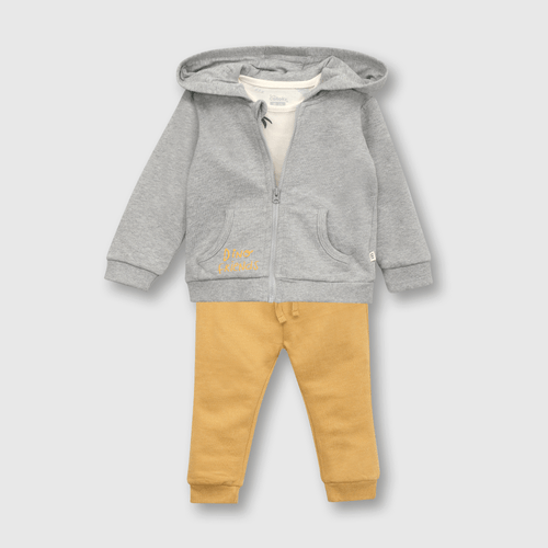 Conjunto de bebé niño polerón + body amarillo