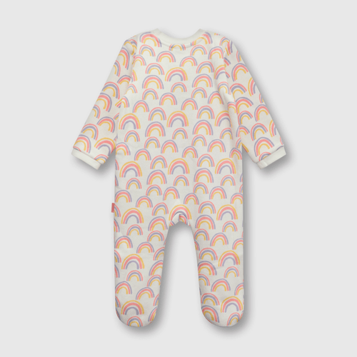 Pijama de bebé niña de franela enterito arcoiris blanco