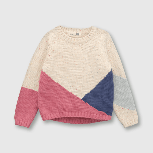Sweater de bebé niña bloques rosado