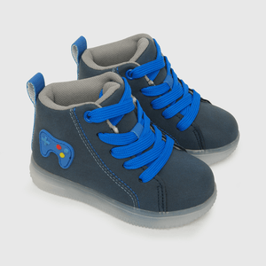 Zapatilla de niño caña alta uv azul