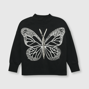 Polerón de niña mariposa negro