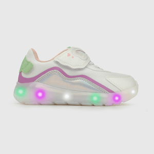 Zapatilla luces de niña velcro elastico de niña velcro elástico blanco