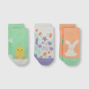 Medias deportivas de bebe niña 3 pack conejo rosado