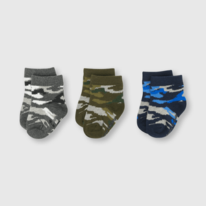 Medias deportivas de bebé niño 3 pack camuflado de bebe niño 3 pack camuflado azul