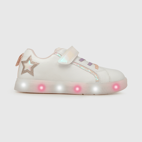 Zapatilla luces de niña velcro elastico de niña velcro elástico blanco