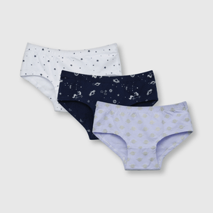 Calzón de niña 3 pack estampado blanco