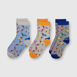 Medias de niño 3 pack perros gris