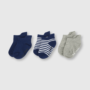Medias deportivas corto de bebe niño 3 pack listado azul