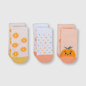 Medias deportivas de bebe niña 3 pack fruta blanco