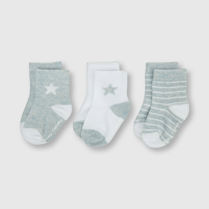 Medias deportivas de bebe niño 3 pack estrella celeste