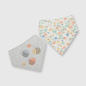 Babero de bebe niña 2 pack estampado gris