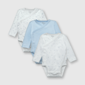 Body de bebe niño 3 pack de algodón celeste