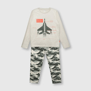 Pijama de niño algodón beige