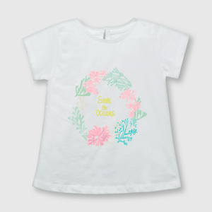 Polo de bebe niña algas blanca