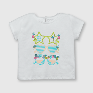 Polo de bebe niña anteojos blanca