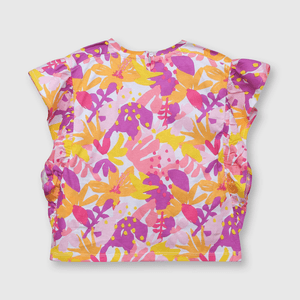 Polo de bebe niña floreada rosada