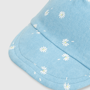 Gorro de bebe niña mezclilla estampada azul