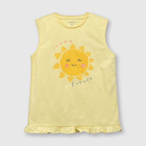 Pijama de niña algodón amarillo