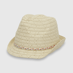 Sombrero de niña rafia beige