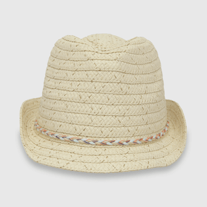 Sombrero de niña rafia beige