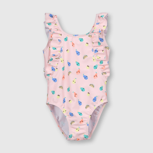 Traje de baño de bebe niña con filtro Uv rosado