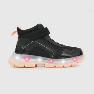 Zapatilla luces de niña velcro elastico negro