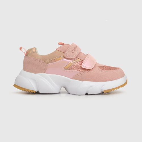 Zapatilla de niña dos velcros chunky rosado