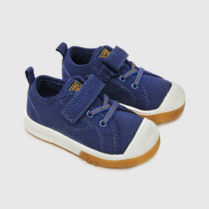Zapatilla de niño velcro elástico lona azul