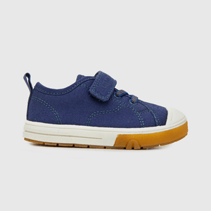 Zapatilla de niño velcro elástico lona azul