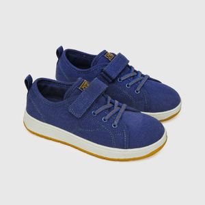 Zapatilla de niño velcro elástico lona azul