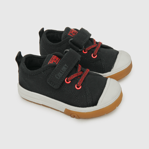 Zapatilla de niño velcro elástico lona negro