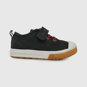 Zapatilla de niño velcro elástico lona negro