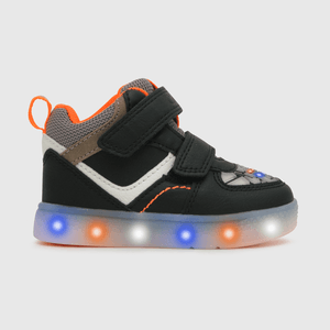 Zapatilla para niño de niño luces 2 velcros caña media negra