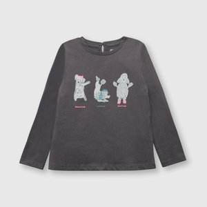 Polo de bebé niña perros Grafito
