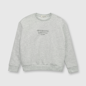 Polerón de niña estampado Gris melange