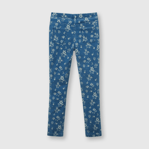 Jegging de niña elasticada estampada light denim