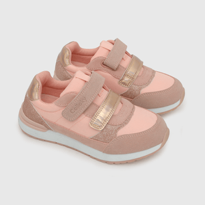 Zapatilla para niña niña 2 velcros jogging rosada