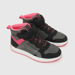 Zapatilla para niña niña velcro elástico retro negra