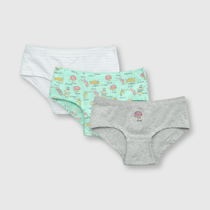 Calzón de niña 3 pack estampado aqua