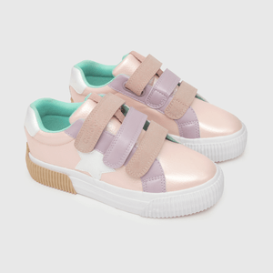 Zapatilla para niña niña 3 velcros glitter rosada