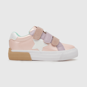 Zapatilla para niña niña 3 velcros glitter rosada