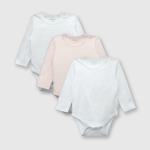 Body de bebe niña 3 pack de algodón de bebé niña 3 pack de algodón pink / rosado